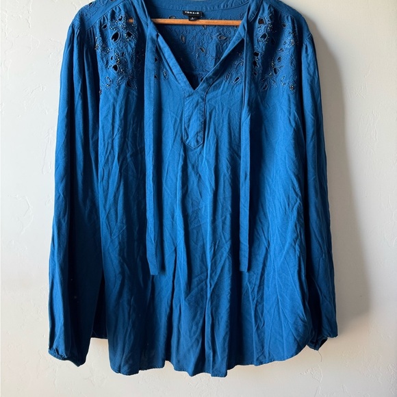 Torrid Blue Embroidered Blouse - Picture 2 of 10
